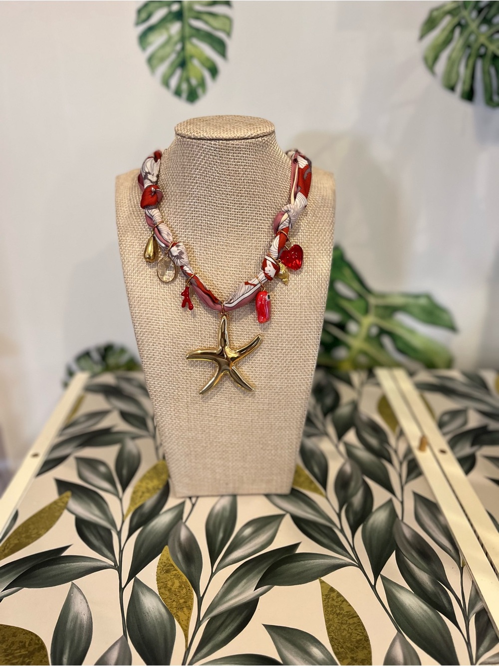 Handcrafted Red Starfish Pendant Necklace